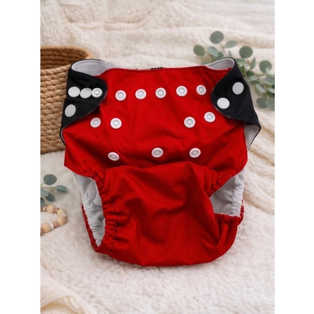 AlvaBaby Cloth Diaper OS Red Black Novelty Adjustable Snaps - Picture 2 of 7